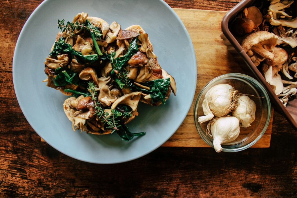 Sauteed mushrooms served on toast
